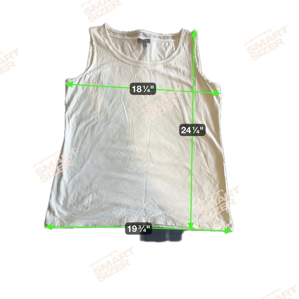 Talbots Women's Cream Tank Top with rounded decorative neck w different fabric - Picture 2 of 6